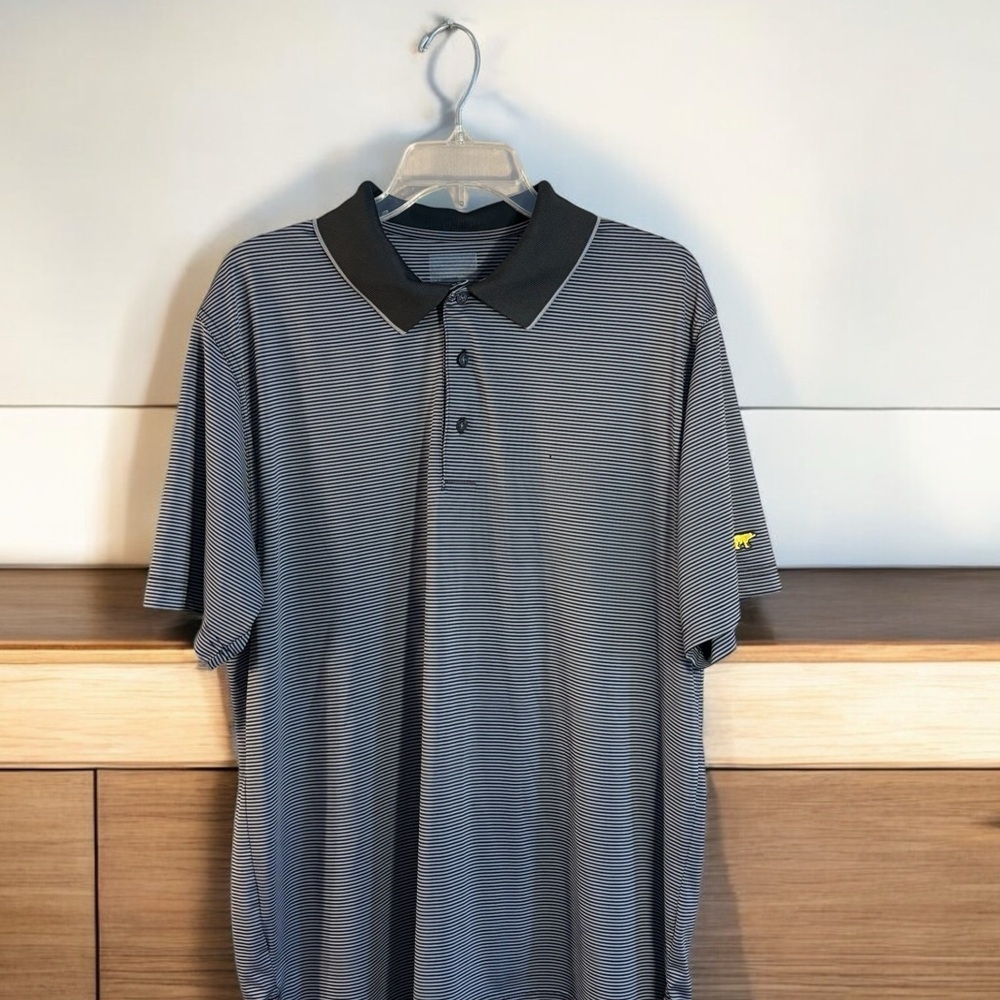 Jack Nicklaus Men's Golf Polo Shirt Size L Black and White Stripe Short Sleeve